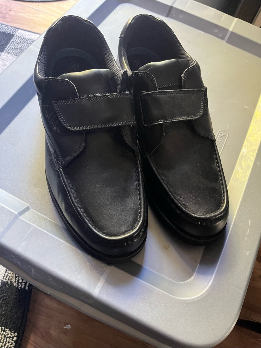 Dr. Scholl's Black Leather Slip-On Loafers with Velcro Strap